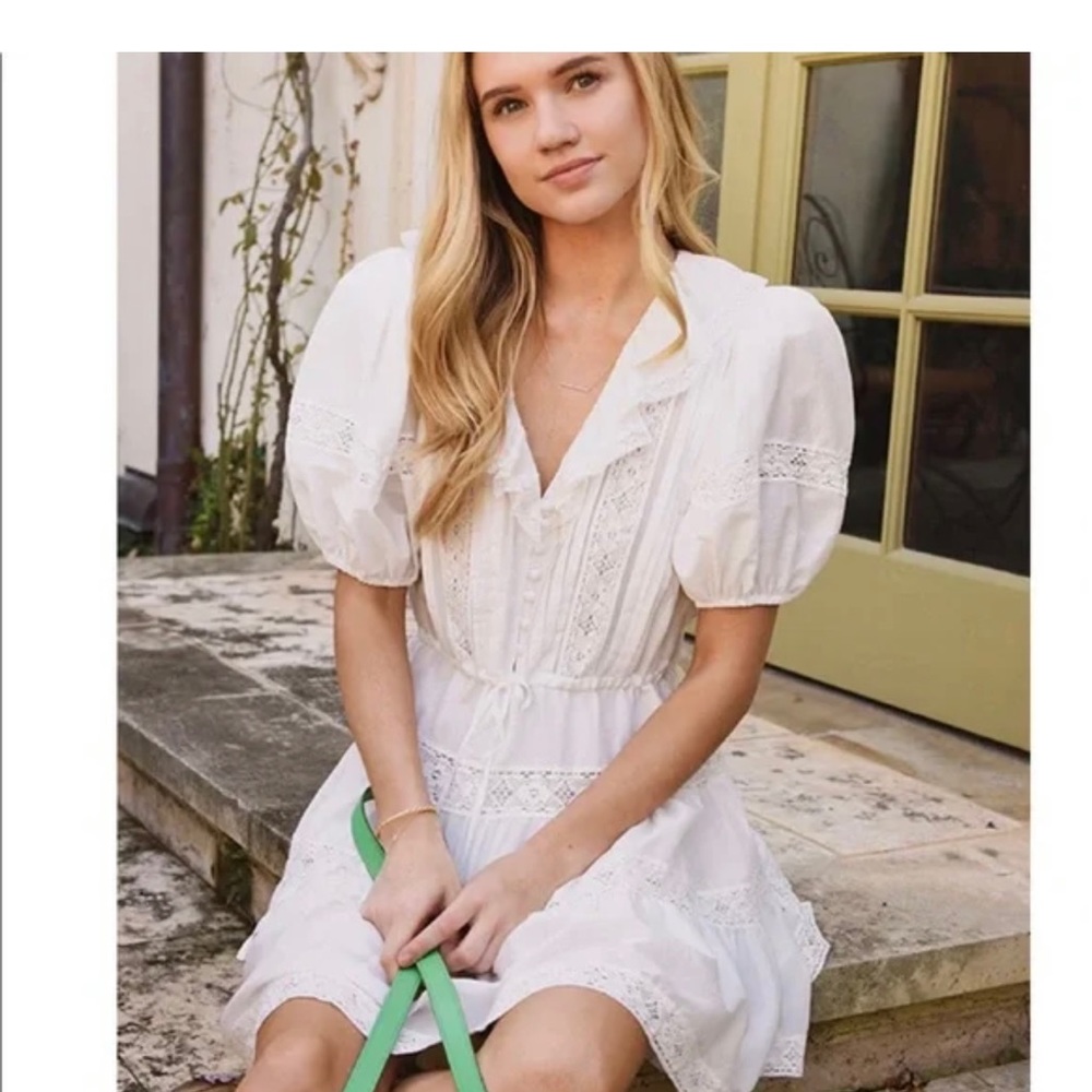 Hunter Bell NWT Darby Ruffle Dress White XS